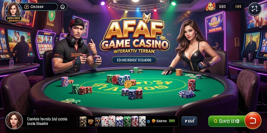 Tampilan gameplay AFAF dengan dealer langsung dan lingkungan kasino yang dinamis.