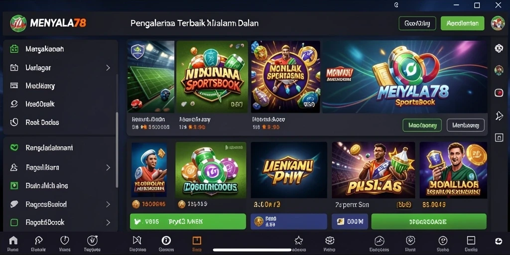 Screenshot utama MENYALA78 menampilkan antarmuka sportsbook yang menarik.