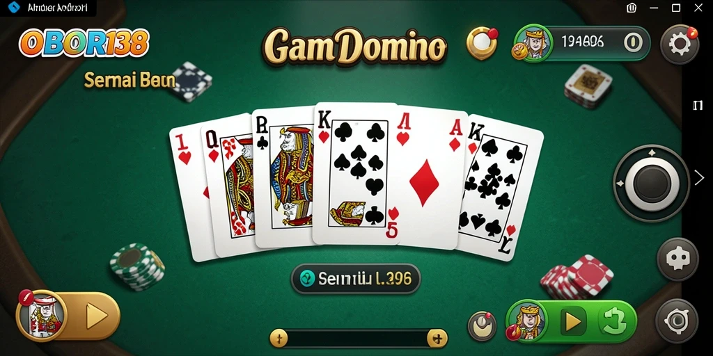 Screenshot utama OBOR138 menampilkan suasana gameplay Domino yang seru.