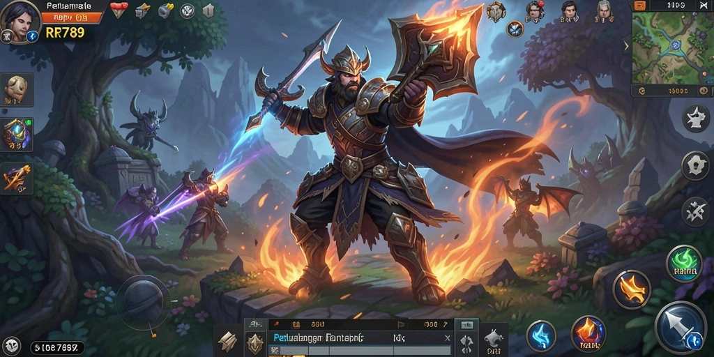 Screenshot utama RR789 menampilkan pertarungan epik dalam dunia RPG.