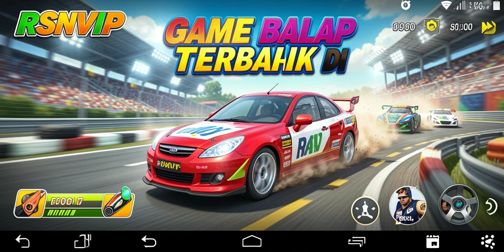 Tangkapan layar gameplay RSNVIP yang seru dan mendebarkan dalam balapan.
