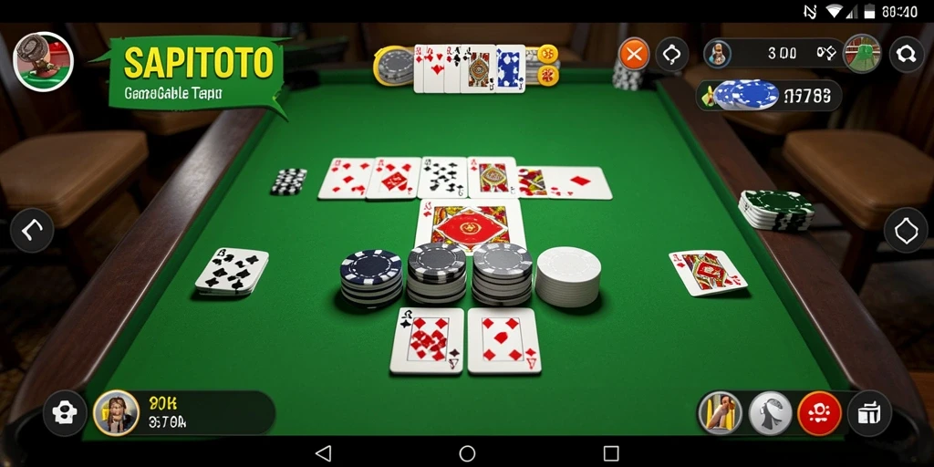 Menampilkan gameplay seru dalam permainan Gaple SAPITOTO.